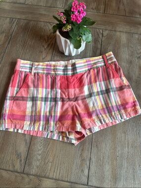 J. Crew Factory Women’s 3" Madras Chino Shorts – Strawberry Pink Plaid- Size 10